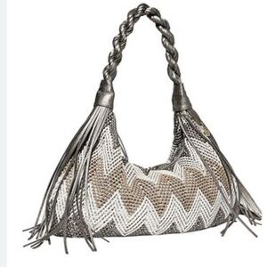 EUC BIG BUDDHA "BRANDI" Metallic Chevron Hobo Shimmer Slouch Bag